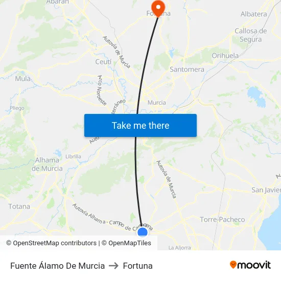 Fuente Álamo De Murcia to Fortuna map