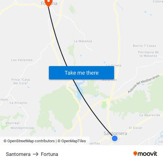 Santomera to Fortuna map