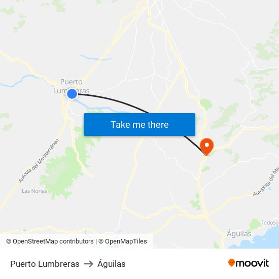 Puerto Lumbreras to Águilas map