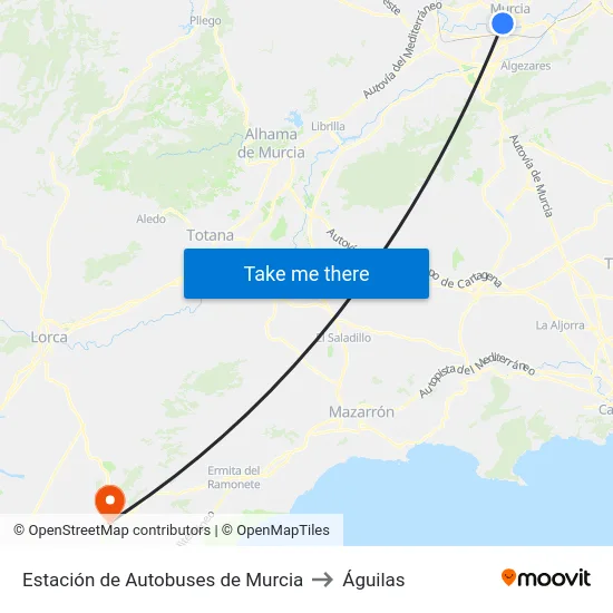 Estación de Autobuses de Murcia to Águilas map