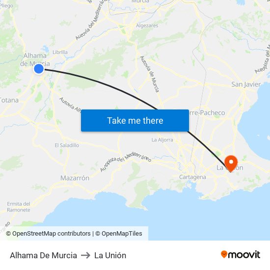 Alhama De Murcia to La Unión map