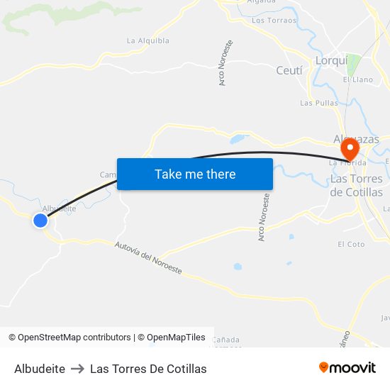 Albudeite to Las Torres De Cotillas map