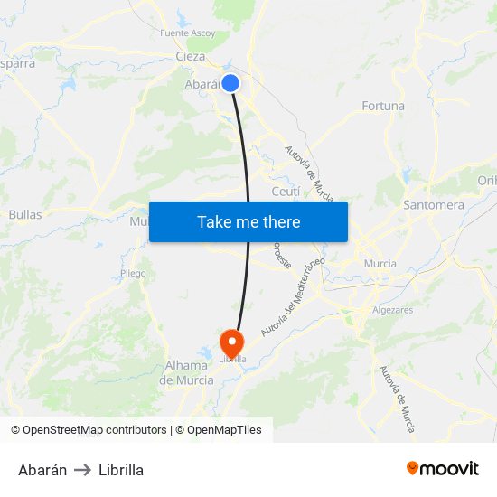 Abarán to Librilla map