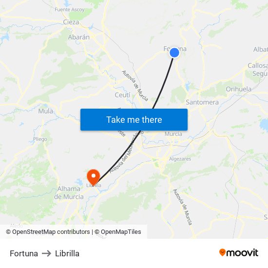 Fortuna to Librilla map