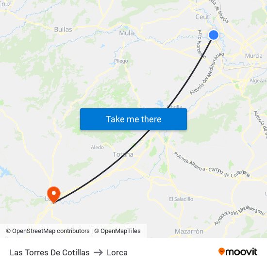 Las Torres De Cotillas to Lorca map