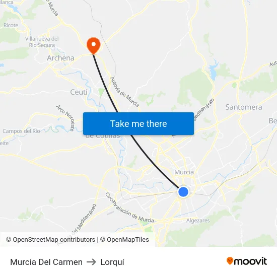 Murcia Del Carmen to Lorquí map