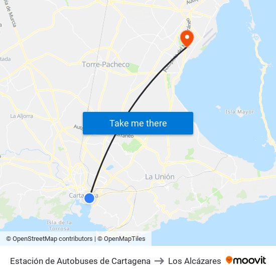 Estación de Autobuses de Cartagena to Los Alcázares map