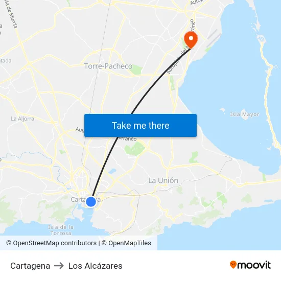 Cartagena to Los Alcázares map