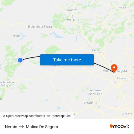 Nerpio to Molina De Segura map