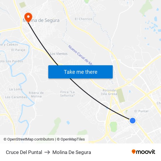Cruce Del Puntal to Molina De Segura map