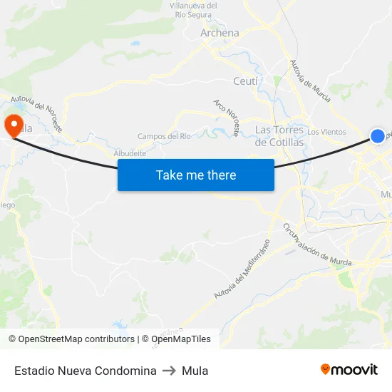Estadio Nueva Condomina to Mula map