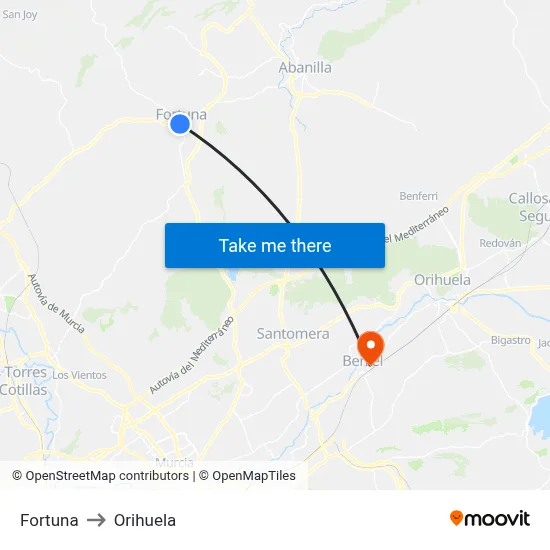 Fortuna to Orihuela map