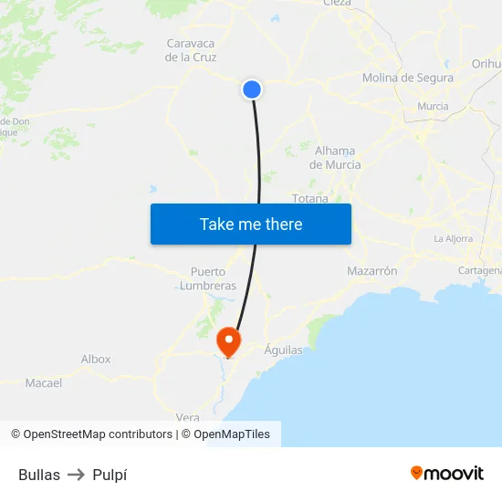 Bullas to Pulpí map
