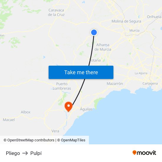 Pliego to Pulpí map