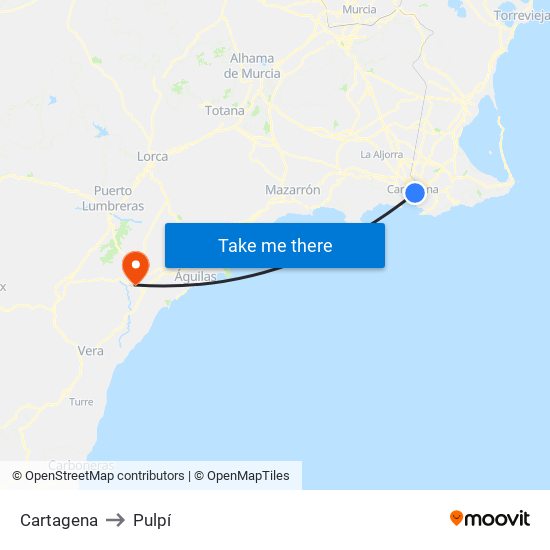 Cartagena to Pulpí map