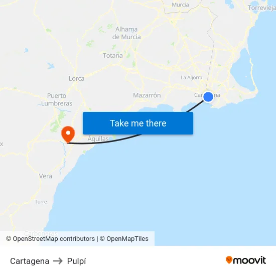 Cartagena to Pulpí map
