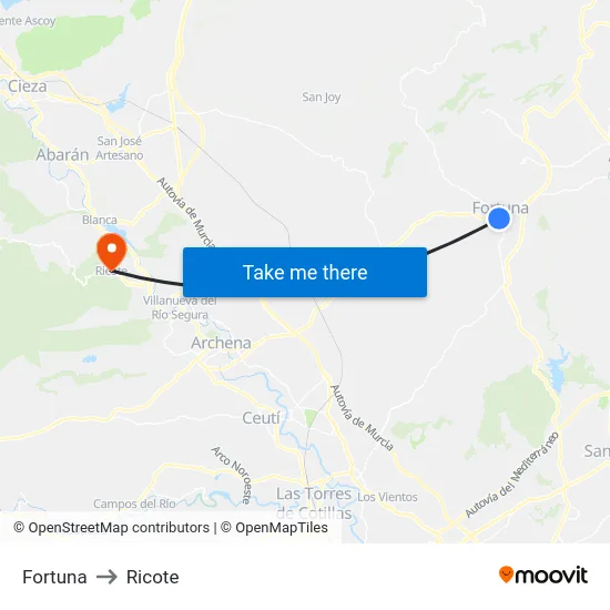 Fortuna to Ricote map