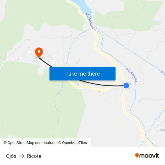 Ojós to Ricote map
