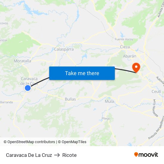 Caravaca De La Cruz to Ricote map