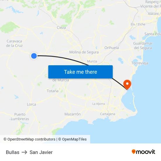 Bullas to San Javier map