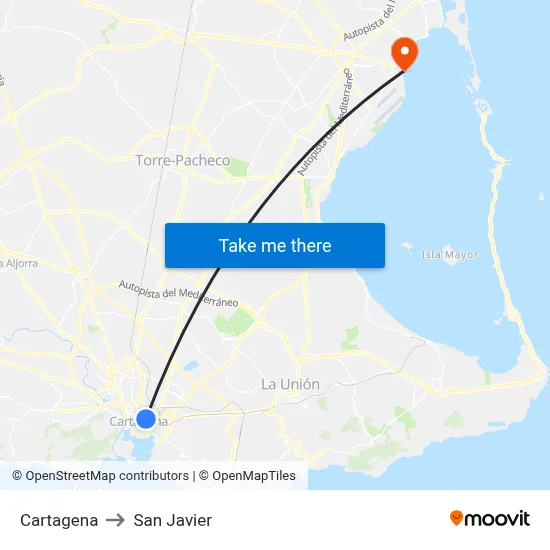 Cartagena to San Javier map
