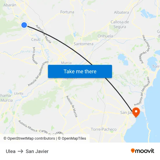 Ulea to San Javier map