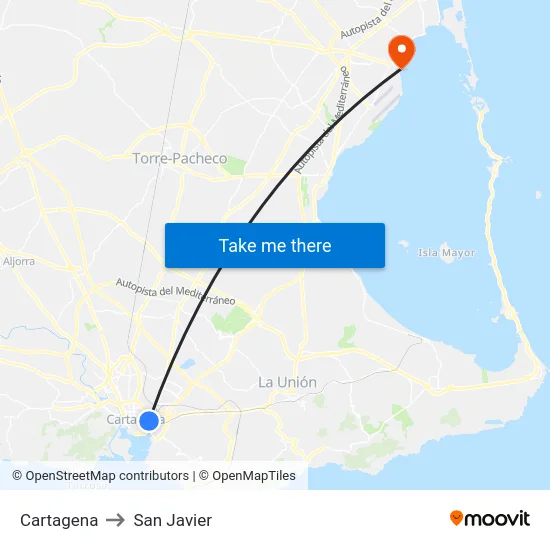 Cartagena to San Javier map