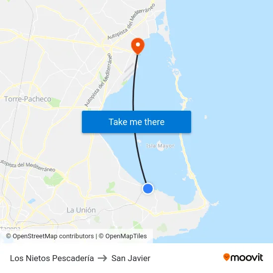 Los Nietos Pescadería to San Javier map
