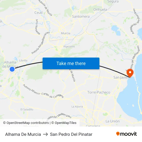 Alhama De Murcia to San Pedro Del Pinatar map