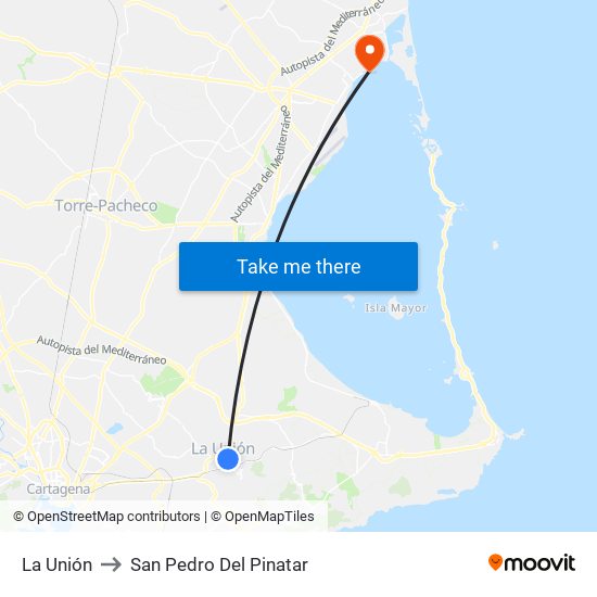 La Unión to San Pedro Del Pinatar map