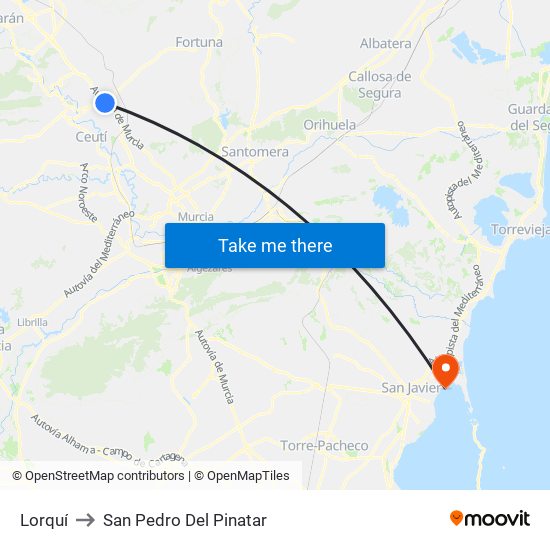 Lorquí to San Pedro Del Pinatar map