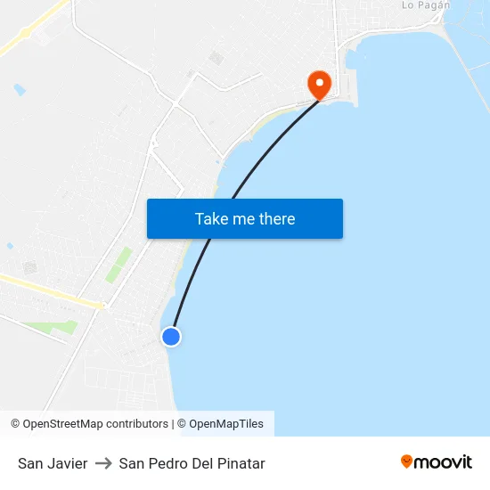 San Javier to San Pedro Del Pinatar map