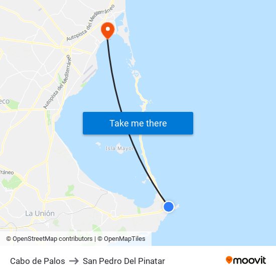 Cabo de Palos to San Pedro Del Pinatar map