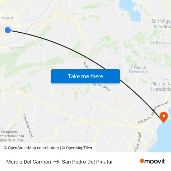 Murcia Del Carmen to San Pedro Del Pinatar map