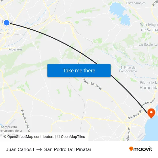 Juan Carlos I to San Pedro Del Pinatar map