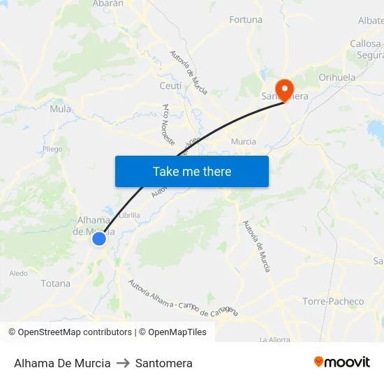 Alhama De Murcia to Santomera map