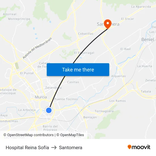 Hospital Reina Sofía to Santomera map