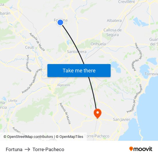 Fortuna to Torre-Pacheco map