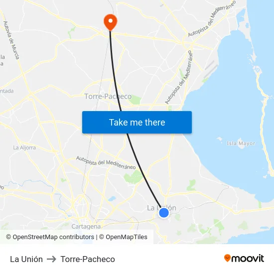 La Unión to Torre-Pacheco map