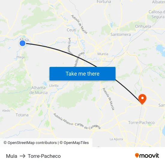 Mula to Torre-Pacheco map