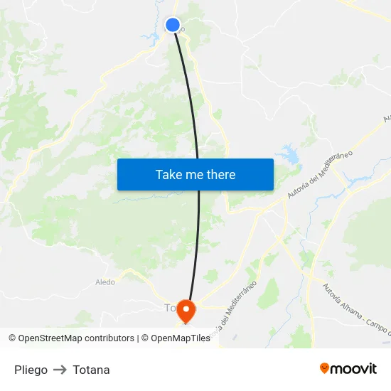 Pliego to Totana map