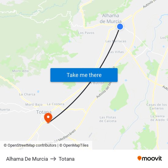 Alhama De Murcia to Totana map