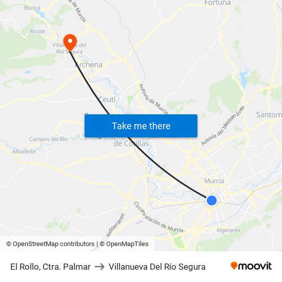 El Rollo, Ctra. Palmar to Villanueva Del Río Segura map