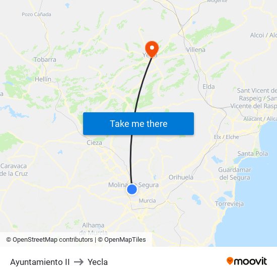 Ayuntamiento II to Yecla map