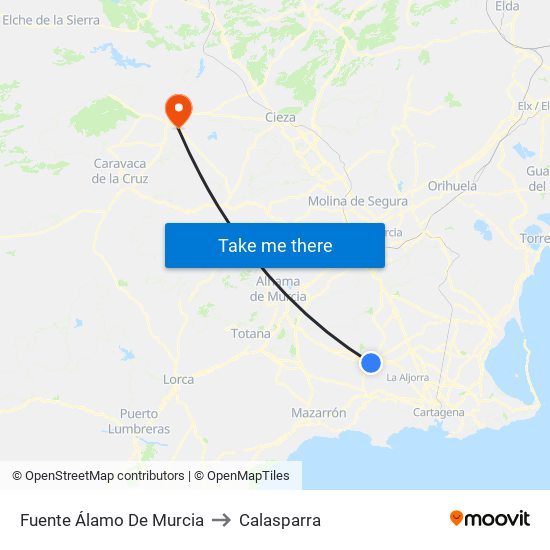 Fuente Álamo De Murcia to Calasparra map