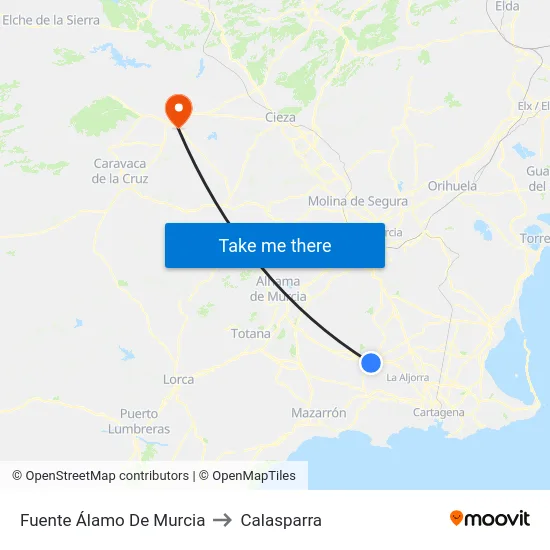 Fuente Álamo De Murcia to Calasparra map