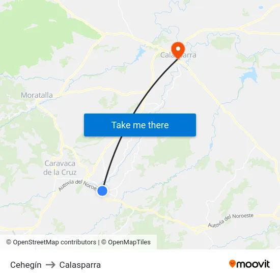 Cehegín to Calasparra map