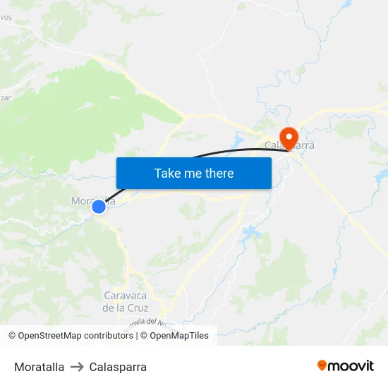 Moratalla to Calasparra map