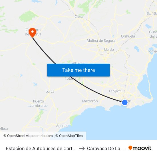 Estación de Autobuses de Cartagena to Caravaca De La Cruz map