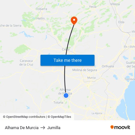 Alhama De Murcia to Jumilla map